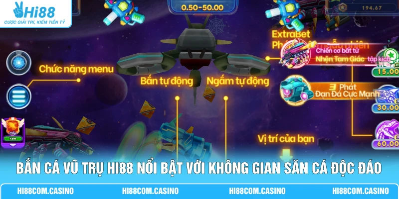 BSP Bắn Cá - 3 Cách Xả Đạn Kích Hoạt Bão Laser Rực Rỡ Bắn cá Vũ Trụ Hi88 nổi bật với không gian săn cá độc đáo