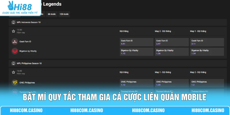 Bật mí quy tắc tham gia cá cược Liên Quân Mobile