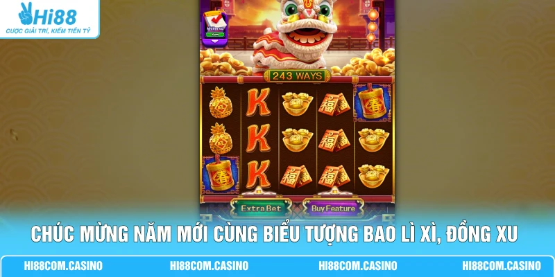 Chúc Mừng Năm Mới - 88 Bao Lì Xì Vàng Thắp Sáng Kho Thưởng Chúc Mừng Năm Mới cùng biểu tượng bao lì xì, đồng xu may mắn