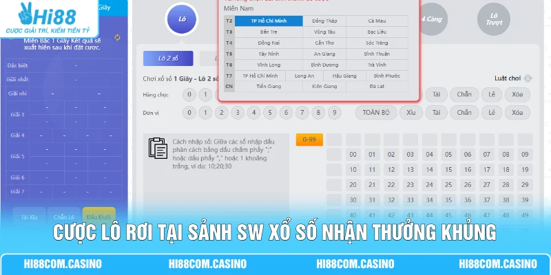 Đặt Cược Sảnh SW Xổ Số May Mắn Với Bảng Kèo 3+ Đa Dạng Cược lô rơi tại sảnh SW xổ số nhận thưởng khủng