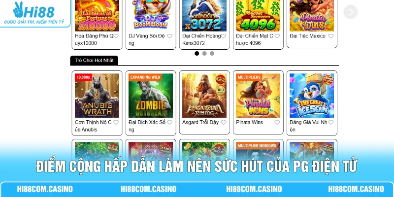 PG Điện Tử | Kho Slot Game 300+ Chủ Đề, Nổ Hũ X1000 Lần Điểm cộng hấp dẫn làm nên sức hút của PG điện tử