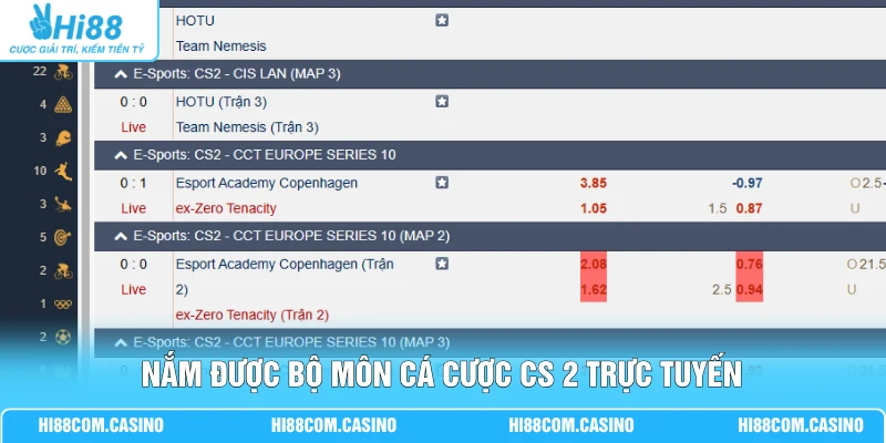 Nắm được bộ môn cá cược CS 2 trực tuyến